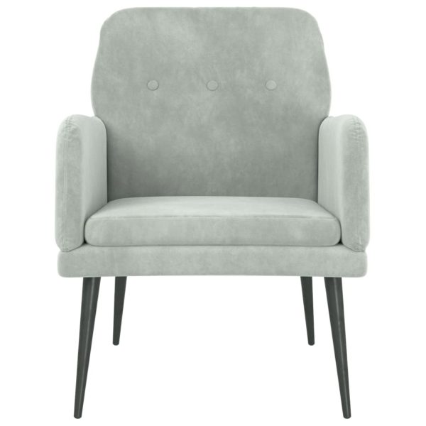 Poltrona Grigio Chiaro 62x79x79 Cm Velluto - Image 3
