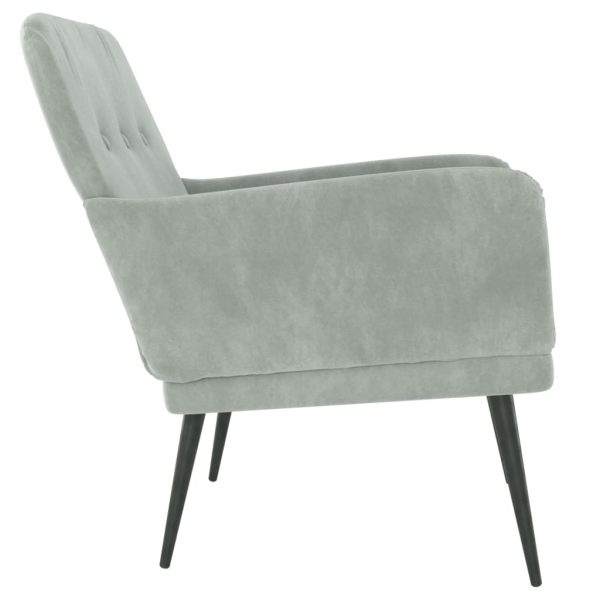 Poltrona Grigio Chiaro 62x79x79 Cm Velluto - Image 4