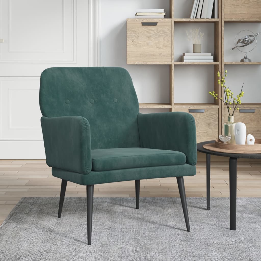 Poltrona Verde Scuro 62x79x79 Cm Velluto