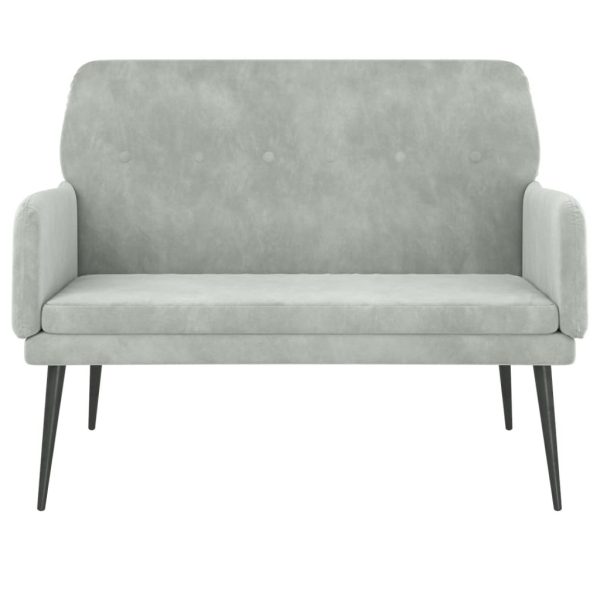 Panca Grigio Chiaro 108x79x79 Cm In Velluto - Image 3