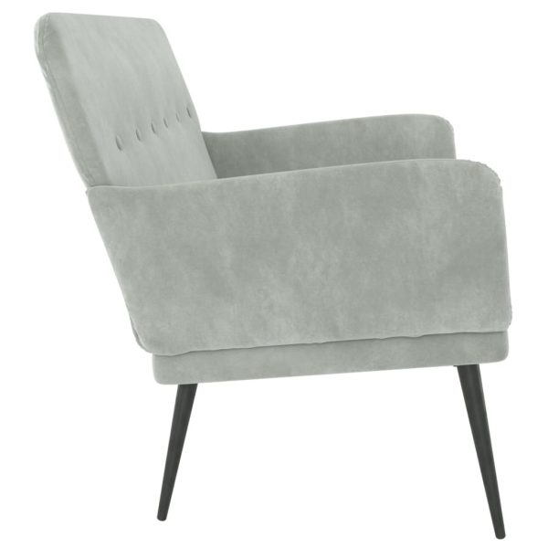 Panca Grigio Chiaro 108x79x79 Cm In Velluto - Image 4