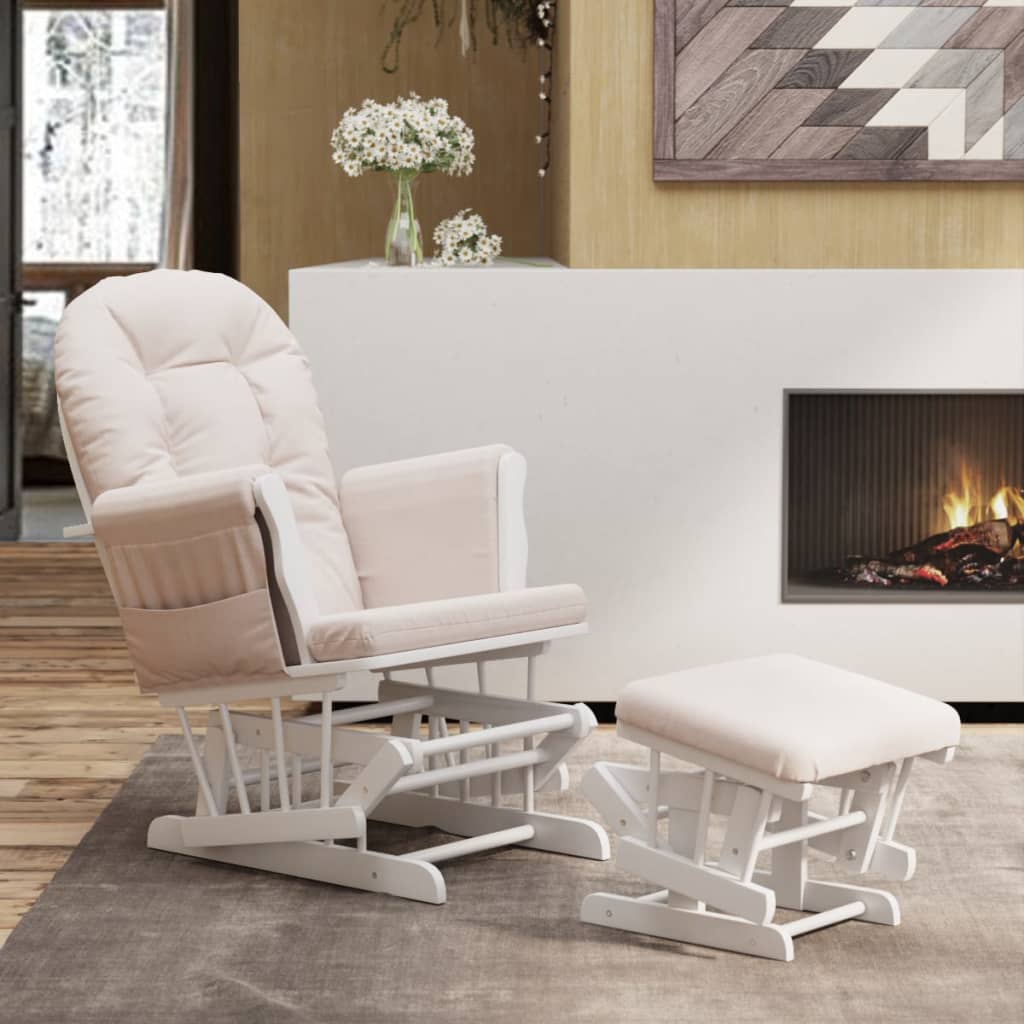 Poltrona Glider Con Sgabello Rosa Chiaro In Tessuto