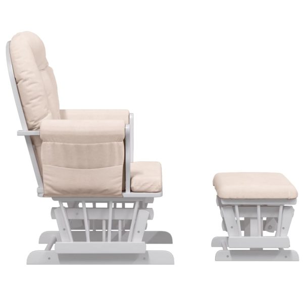 Poltrona Glider Con Sgabello Rosa Chiaro In Tessuto - Image 4