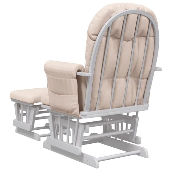 Poltrona Glider Con Sgabello Rosa Chiaro In Tessuto - Image 5
