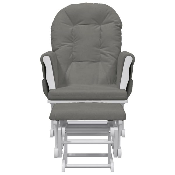 Poltrona Glider Con Sgabello Grigio Scuro In Tessuto - Image 3