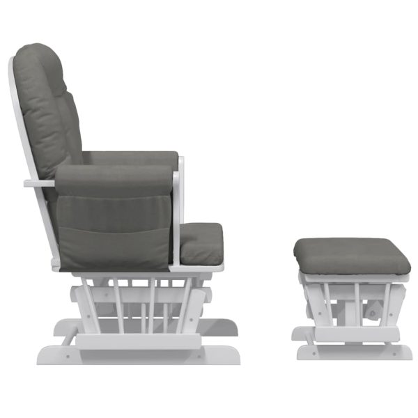 Poltrona Glider Con Sgabello Grigio Scuro In Tessuto - Image 4