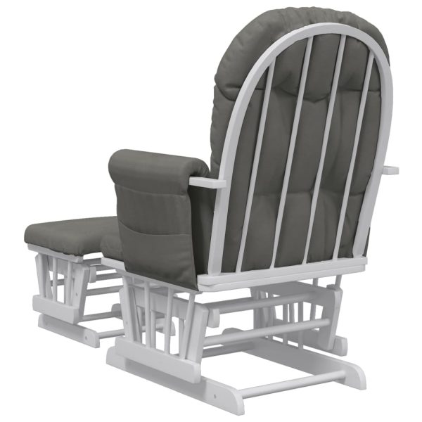 Poltrona Glider Con Sgabello Grigio Scuro In Tessuto - Image 5