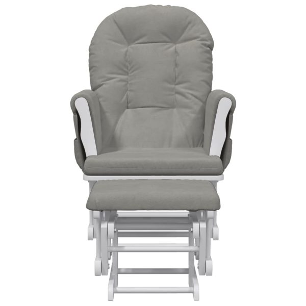 Poltrona Glider Con Sgabello Grigio Chiaro In Tessuto - Image 3