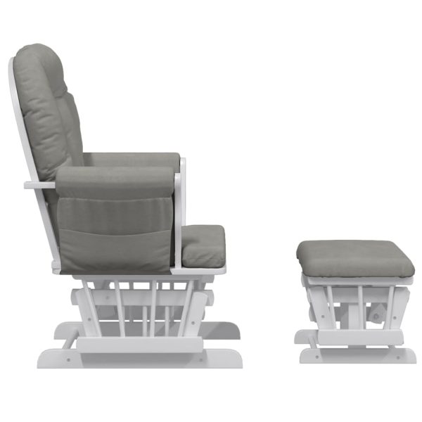 Poltrona Glider Con Sgabello Grigio Chiaro In Tessuto - Image 4