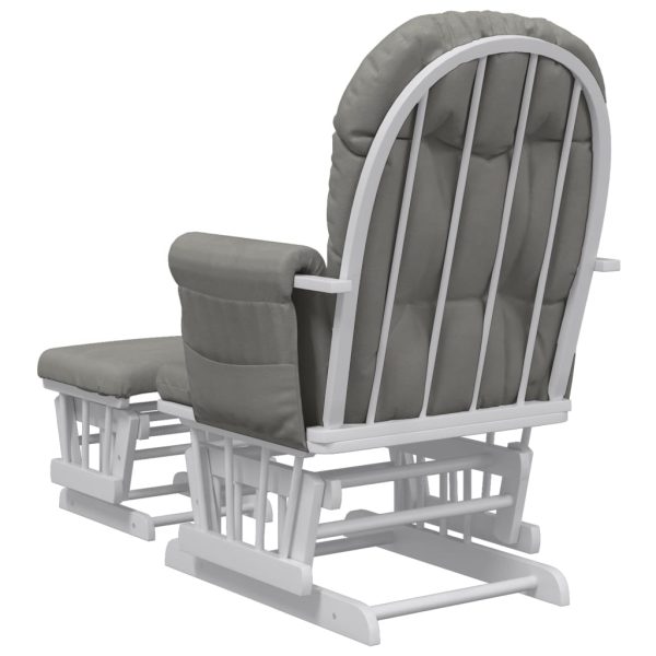 Poltrona Glider Con Sgabello Grigio Chiaro In Tessuto - Image 5