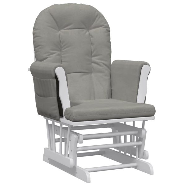 Poltrona Glider Con Sgabello Grigio Chiaro In Tessuto - Image 6