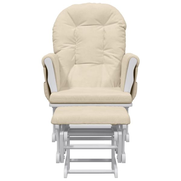 Poltrona Glider Con Sgabello Bianco Crema In Tessuto - Image 3