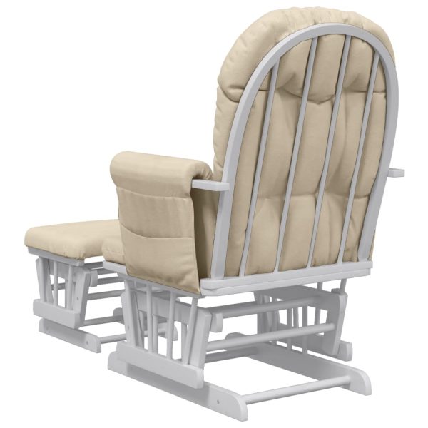 Poltrona Glider Con Sgabello Bianco Crema In Tessuto - Image 5