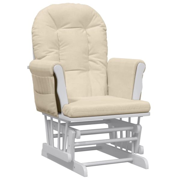 Poltrona Glider Con Sgabello Bianco Crema In Tessuto - Image 6