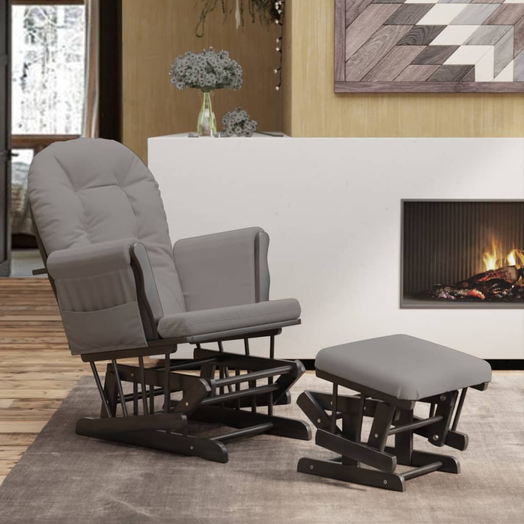 Poltrona Glider Con Sgabello Grigio Chiaro In Tessuto