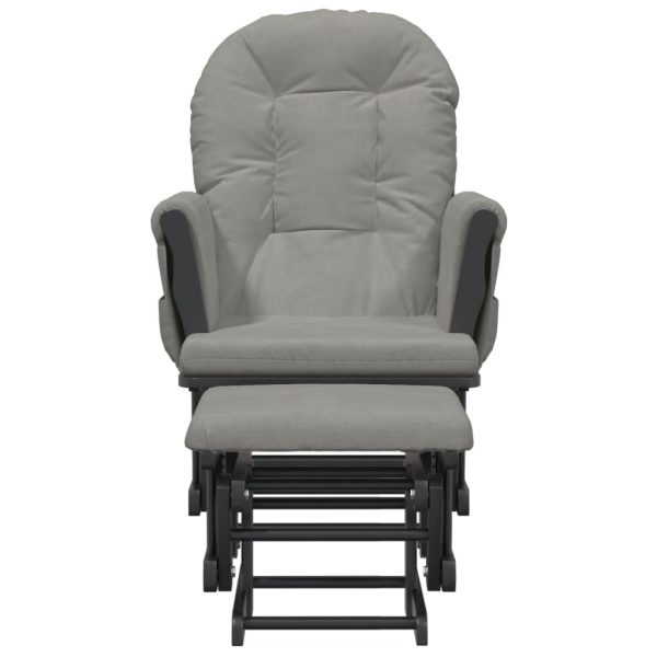 Poltrona Glider Con Sgabello Grigio Chiaro In Tessuto - Image 3
