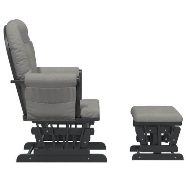 Poltrona Glider Con Sgabello Grigio Chiaro In Tessuto - Image 4