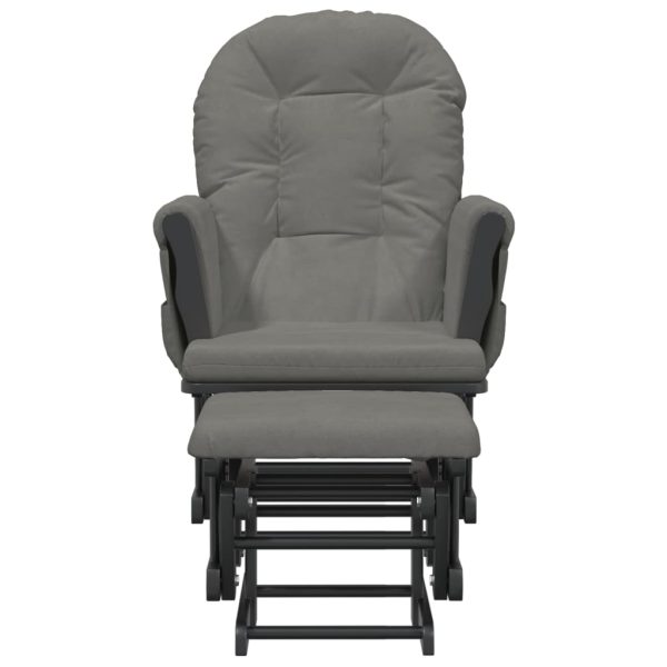 Poltrona Glider Con Sgabello Grigio Scuro In Tessuto - Image 3