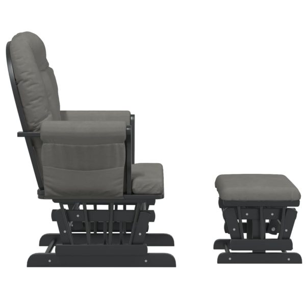Poltrona Glider Con Sgabello Grigio Scuro In Tessuto - Image 4