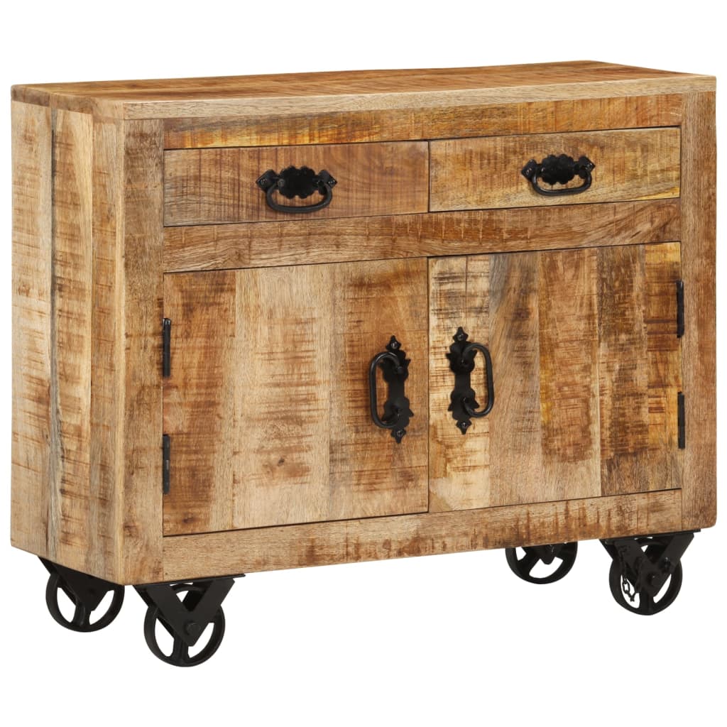 Credenza 80x30x65 Cm In Legno Grezzo Massello Di Mango