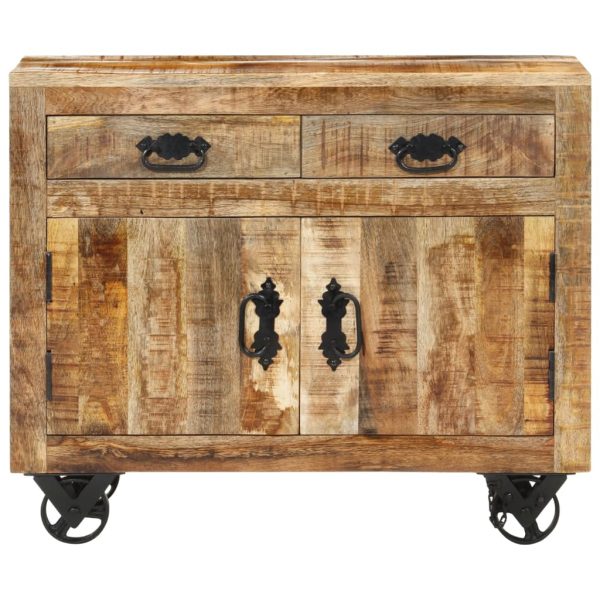 Credenza 80x30x65 Cm In Legno Grezzo Massello Di Mango - Image 3