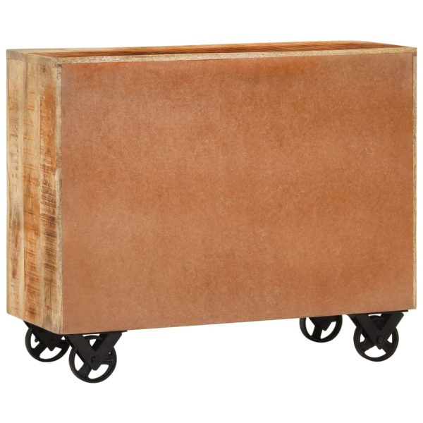 Credenza Con 3 Cassetti 80x30x65 Cm Legno Grezzo Massello Mango - Image 4