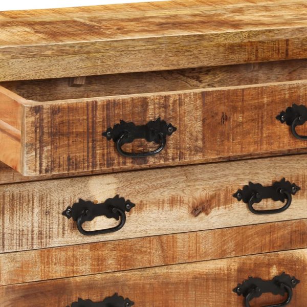 Credenza Con 3 Cassetti 80x30x65 Cm Legno Grezzo Massello Mango - Image 6