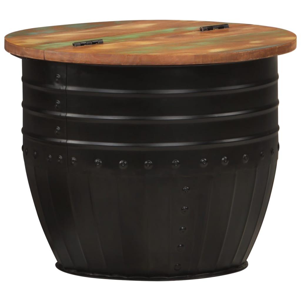 Tavolino Da Salotto Nero 50x39,5 Cm Legno Massello Di Recupero
