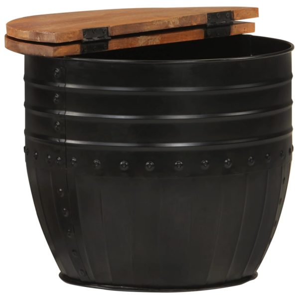 Tavolino Da Salotto Nero 50x39,5 Cm Legno Massello Di Recupero - Image 3