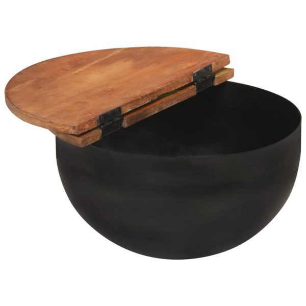 Set Tavolini Da Salotto 2 Pz Nero In Legno Massello Di Recupero - Image 3