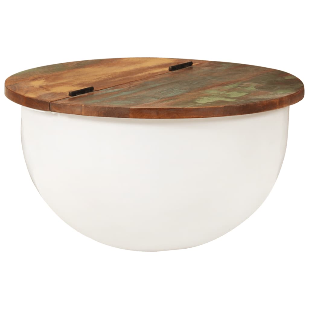 Tavolino Da Salotto Bianco 50x27 Cm Legno Massello Di Recupero
