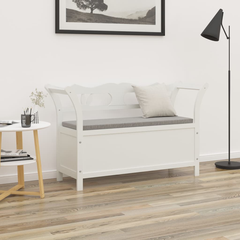 Panca Bianca 107x45x75,5 Cm Legno Massello Di Abete