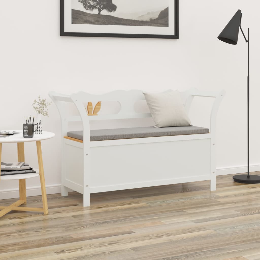 Panca Bianca 107x45x75,5 Cm Legno Massello Di Abete