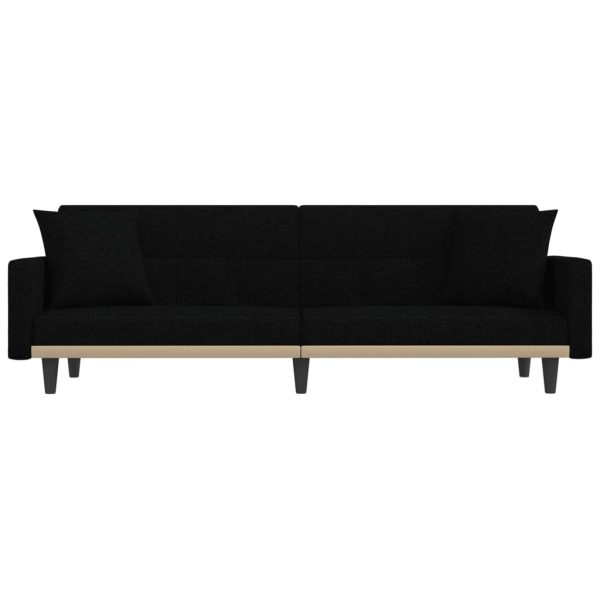 Divano Letto Con Cuscini Nero In Tessuto - Image 4