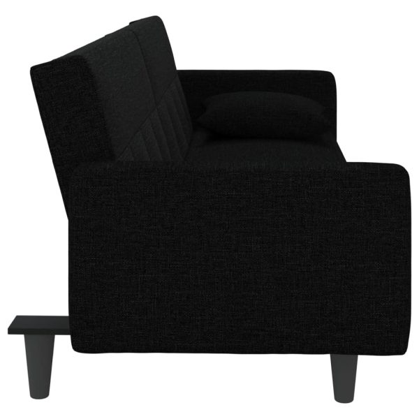 Divano Letto Con Cuscini Nero In Tessuto - Image 5