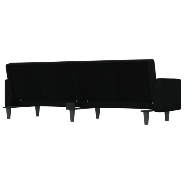 Divano Letto Con Cuscini Nero In Tessuto - Image 6