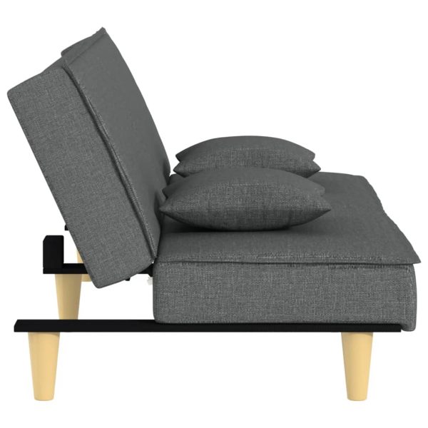 Divano Letto Grigio Scuro In Tessuto - Image 5