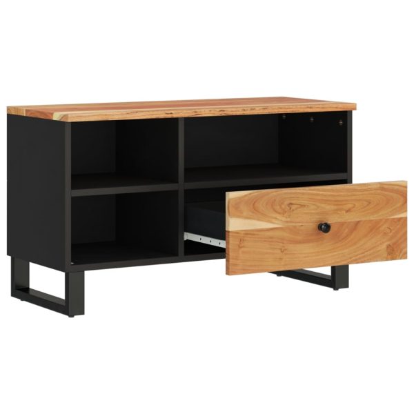 Mobile Tv 80x33x46cm Legno Massello Acacia E Legno Multistrato - Image 4