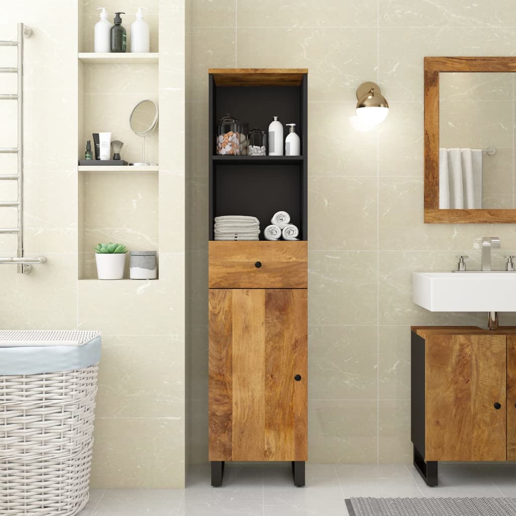 Mobile Da Bagno 38x33x160 Cm In Legno Massello Di Mango