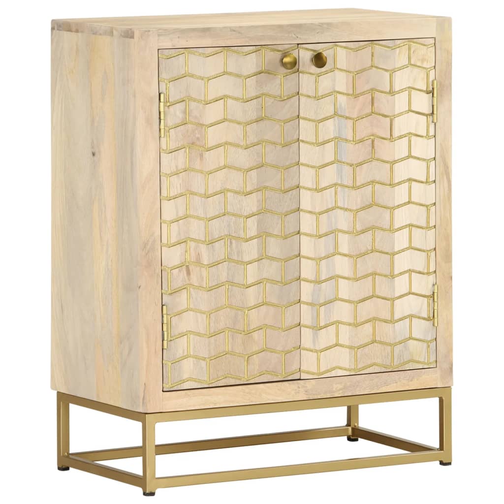 Credenza Con 2 Ante 55x30x70 Cm In Legno Massello Di Mango