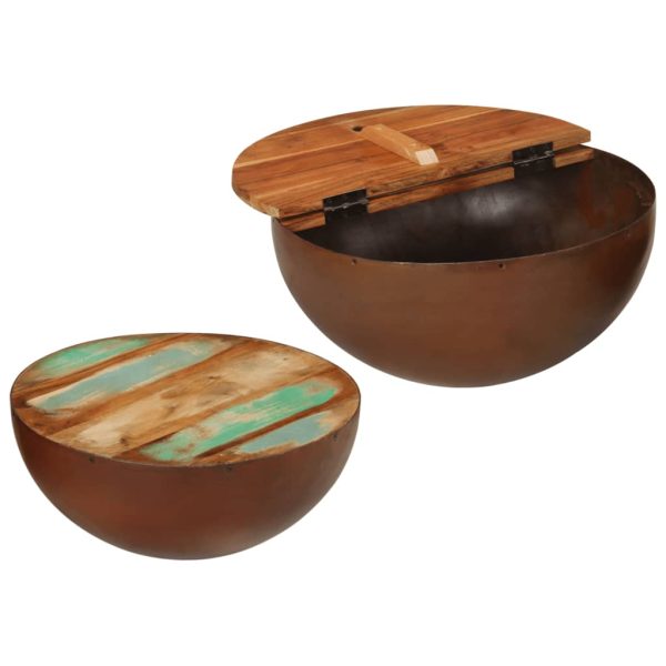 Tavolini A Ciotola 2 Pz In Legno Massello Di Recupero - Image 3