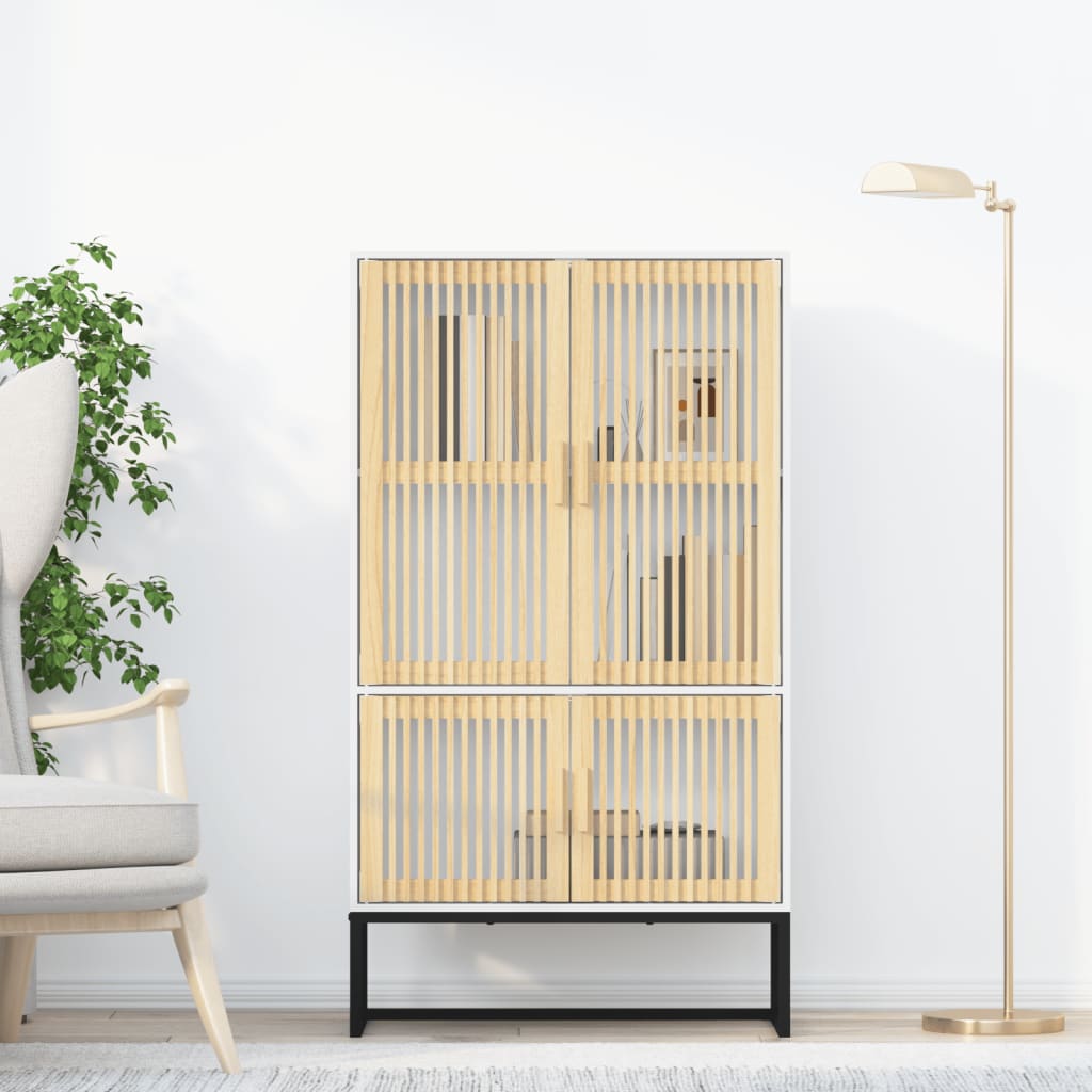 Credenza Bianca 70x35x125 Cm In Legno Multistrato