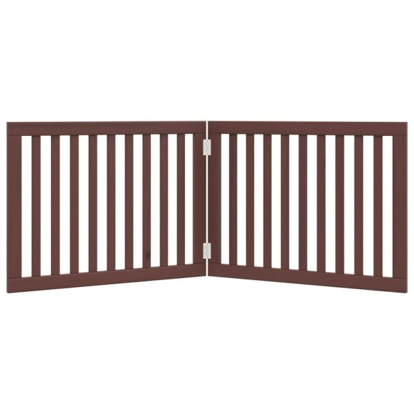 Cancello Cani Pieghevole 2 Pannelli Marrone 160cm Legno Pioppo - Image 4
