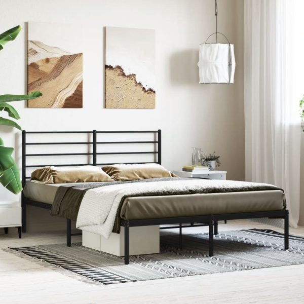 Giroletto Con Testiera In Metallo Nero 140x190 cm