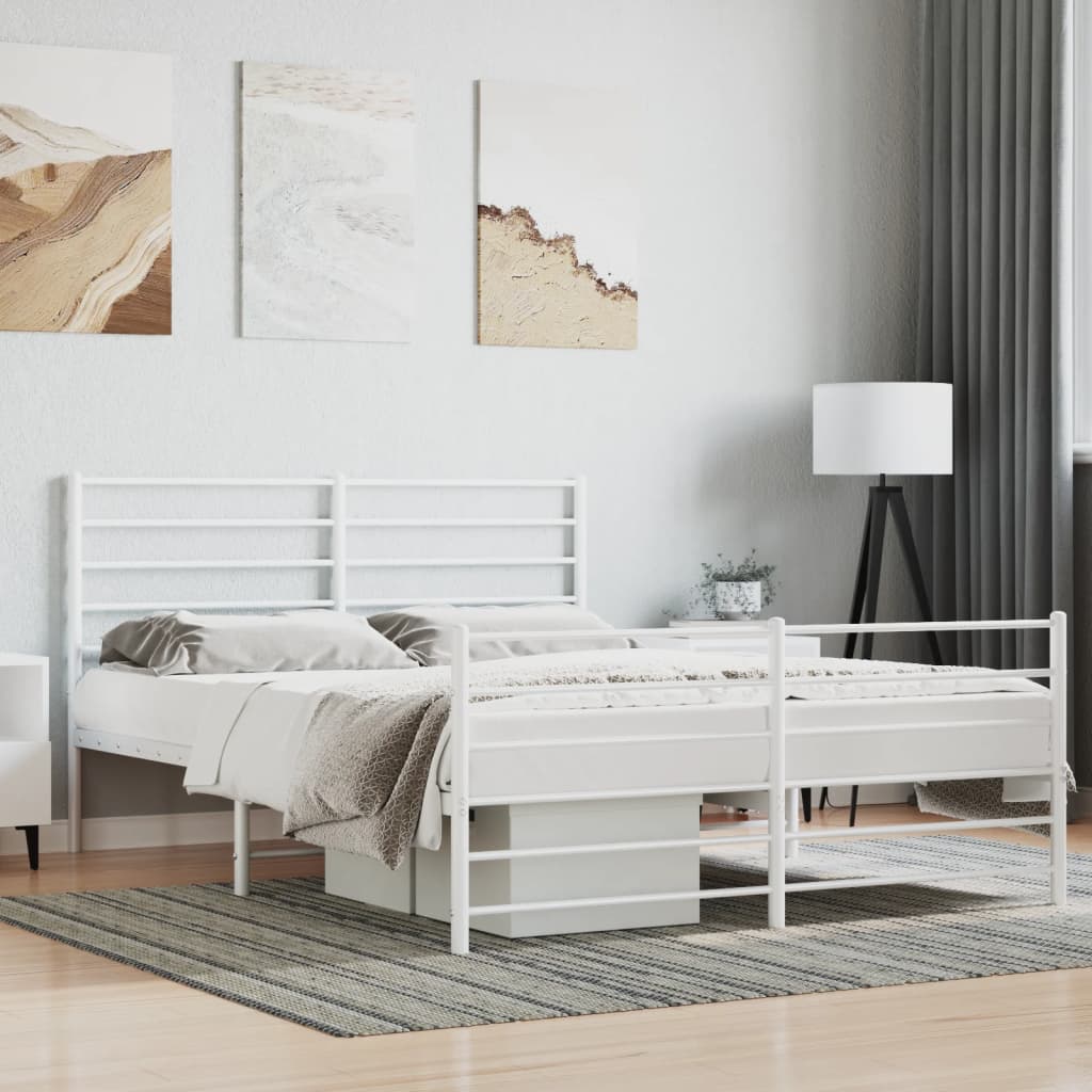 Giroletto Con Testiera E Pediera Metallo Bianco 140x190 cm