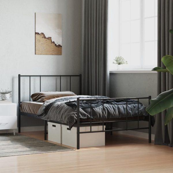 Giroletto Con Testiera E Pediera Metallo Nero 80x200 cm