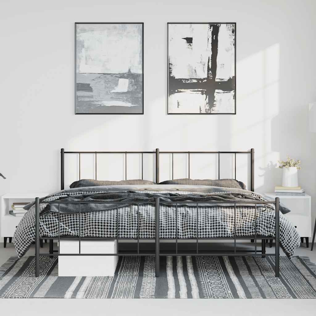 Giroletto Con Testiera E Pediera Metallo Nero 193x203 cm - Image 3