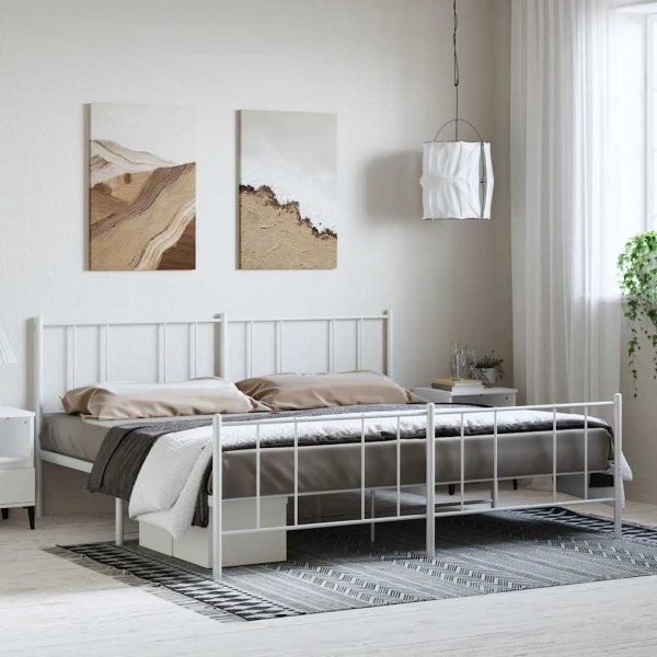 Giroletto Con Testiera E Pediera Metallo Bianco 183x213 cm