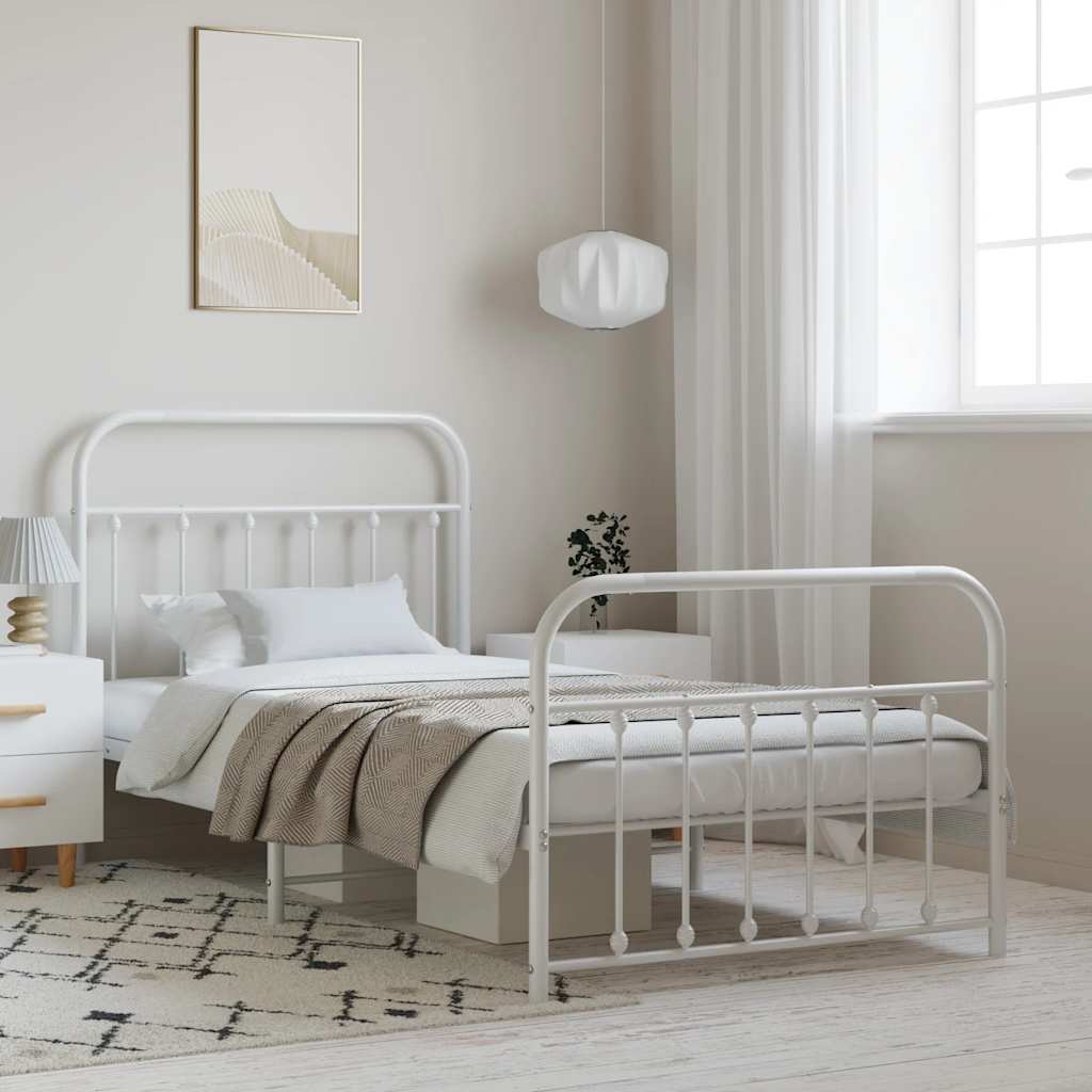 Giroletto Con Testiera E Pediera Metallo Bianco 100x190 cm