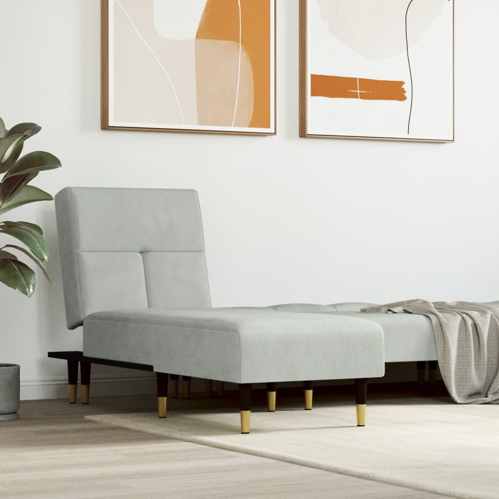 Chaise Longue In Velluto Grigio Chiaro